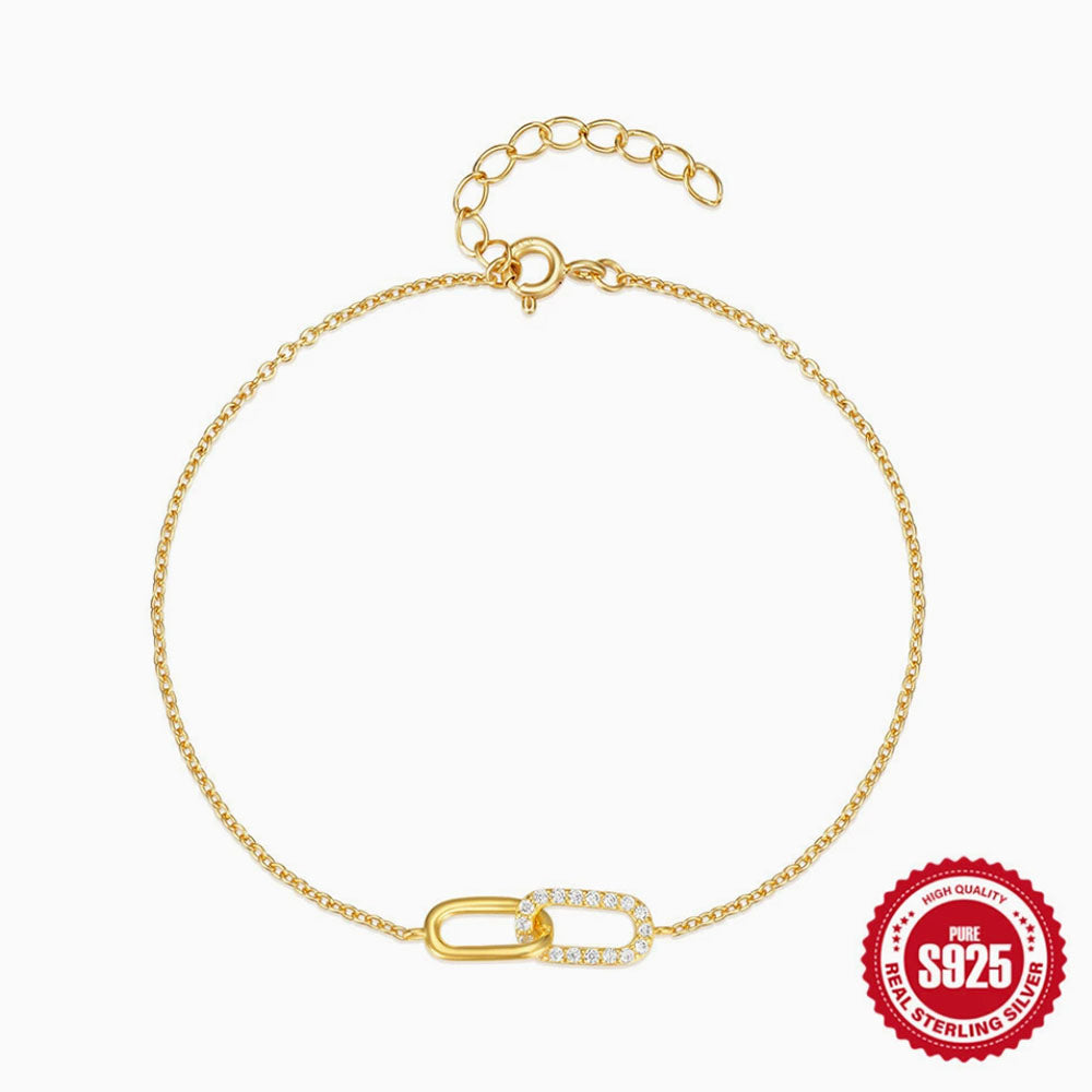 925 Sterling Silver CZ Paperclip Bracelet