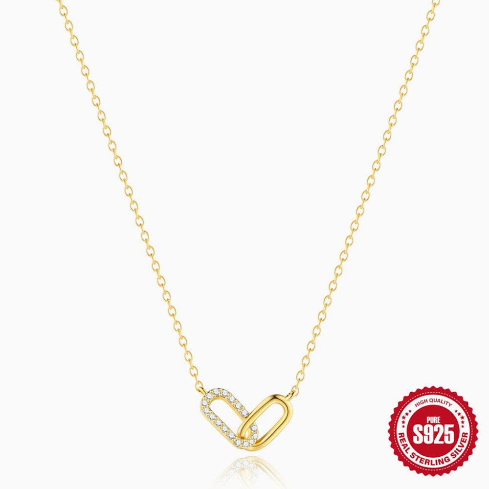 925 Sterling Silver CZ Paperclip Necklace