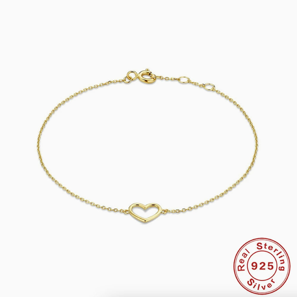 925 Sterling Silver Heart Chain Bracelet