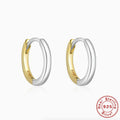 925 Sterling Silver Two-Tone Huggie Hoop Earrings
