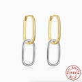 925 Sterling Silver Two-Tone Link Huggie Earrings