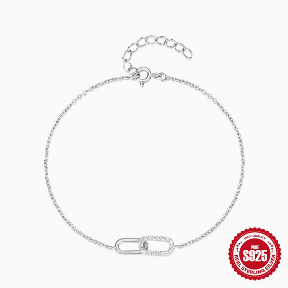 925 Sterling Silver CZ Paperclip Bracelet