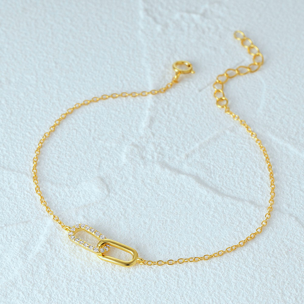 925 Sterling Silver CZ Paperclip Bracelet