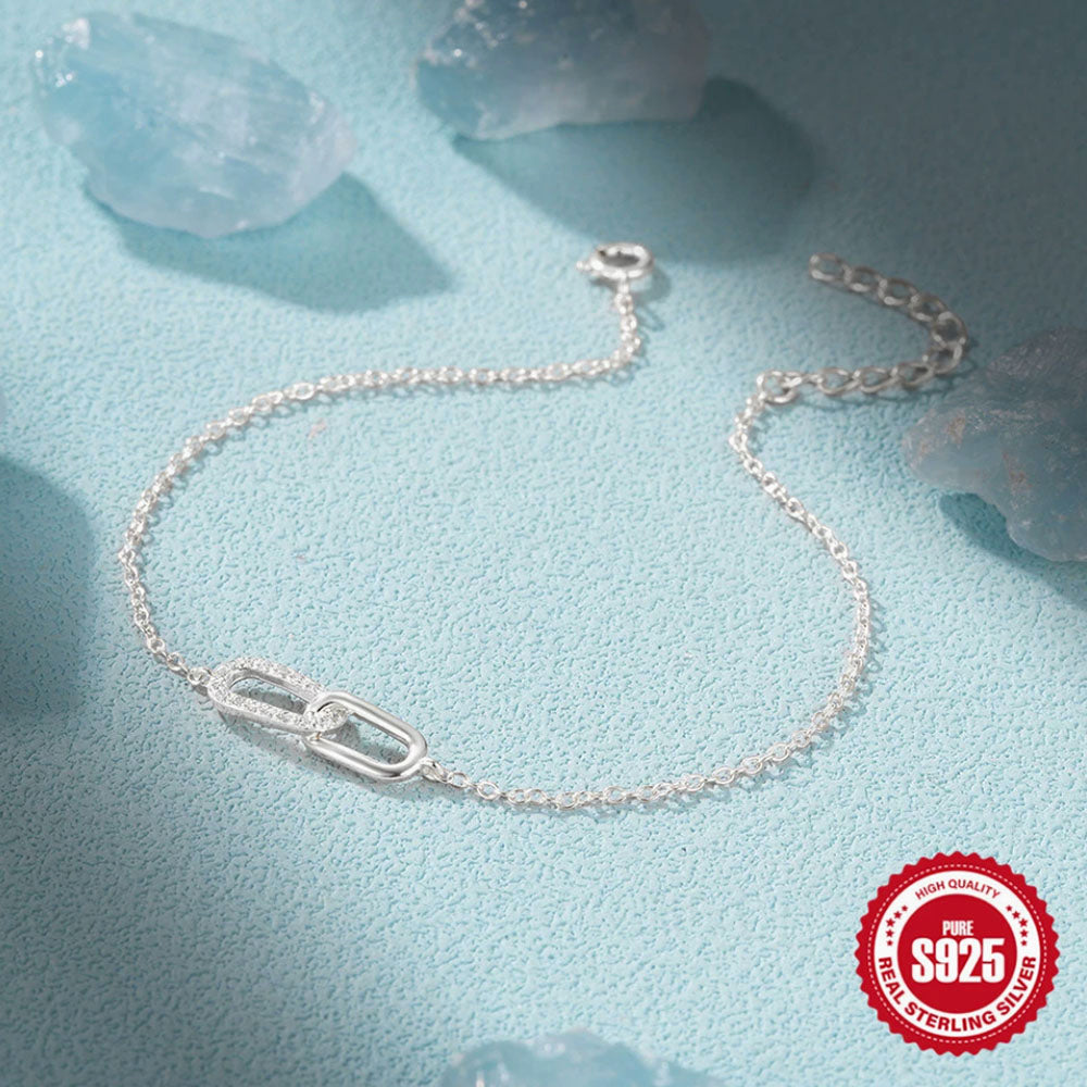 925 Sterling Silver CZ Paperclip Bracelet