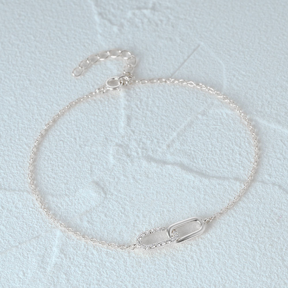925 Sterling Silver CZ Paperclip Bracelet