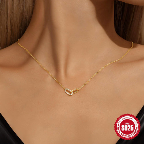 925 Sterling Silver CZ Paperclip Necklace