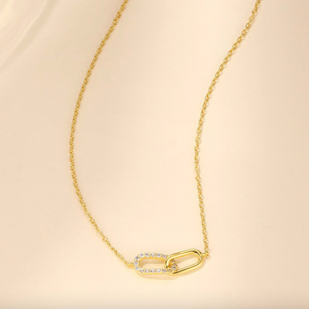 925 Sterling Silver CZ Paperclip Necklace