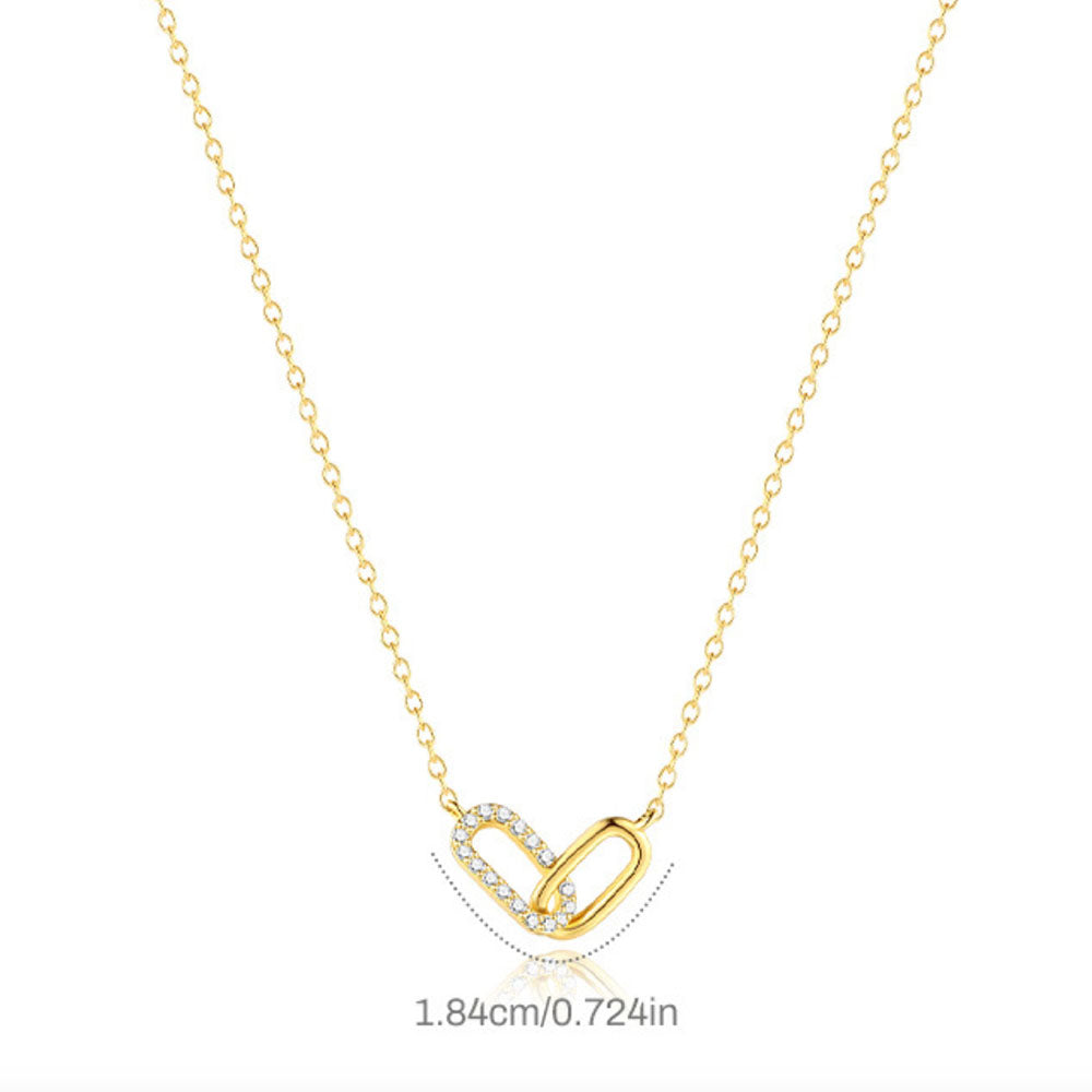925 Sterling Silver CZ Paperclip Necklace
