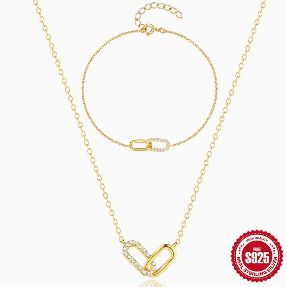 925 Sterling Silver CZ Paperclip Necklace