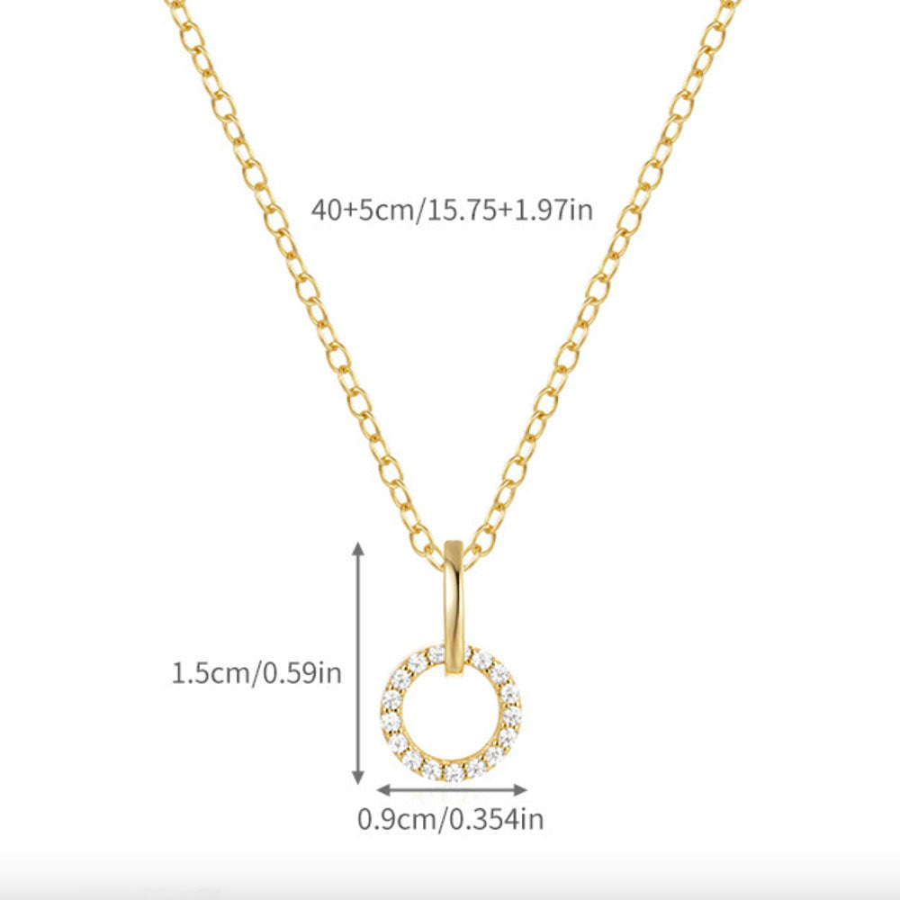 925 Sterling Silver Gold CZ Halo Pendant Necklace