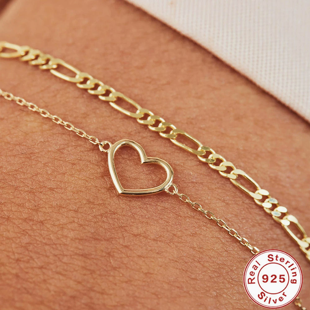 925 Sterling Silver Heart Chain Bracelet