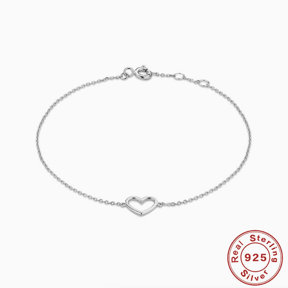 925 Sterling Silver Heart Chain Bracelet