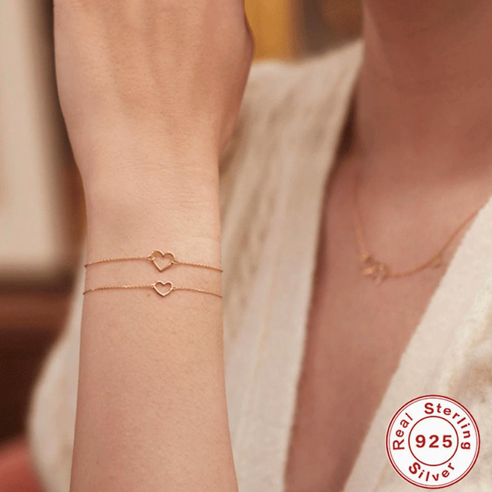 925 Sterling Silver Heart Chain Bracelet
