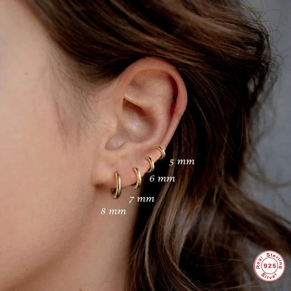 925 Sterling Silver Huggie Hoop Earrings