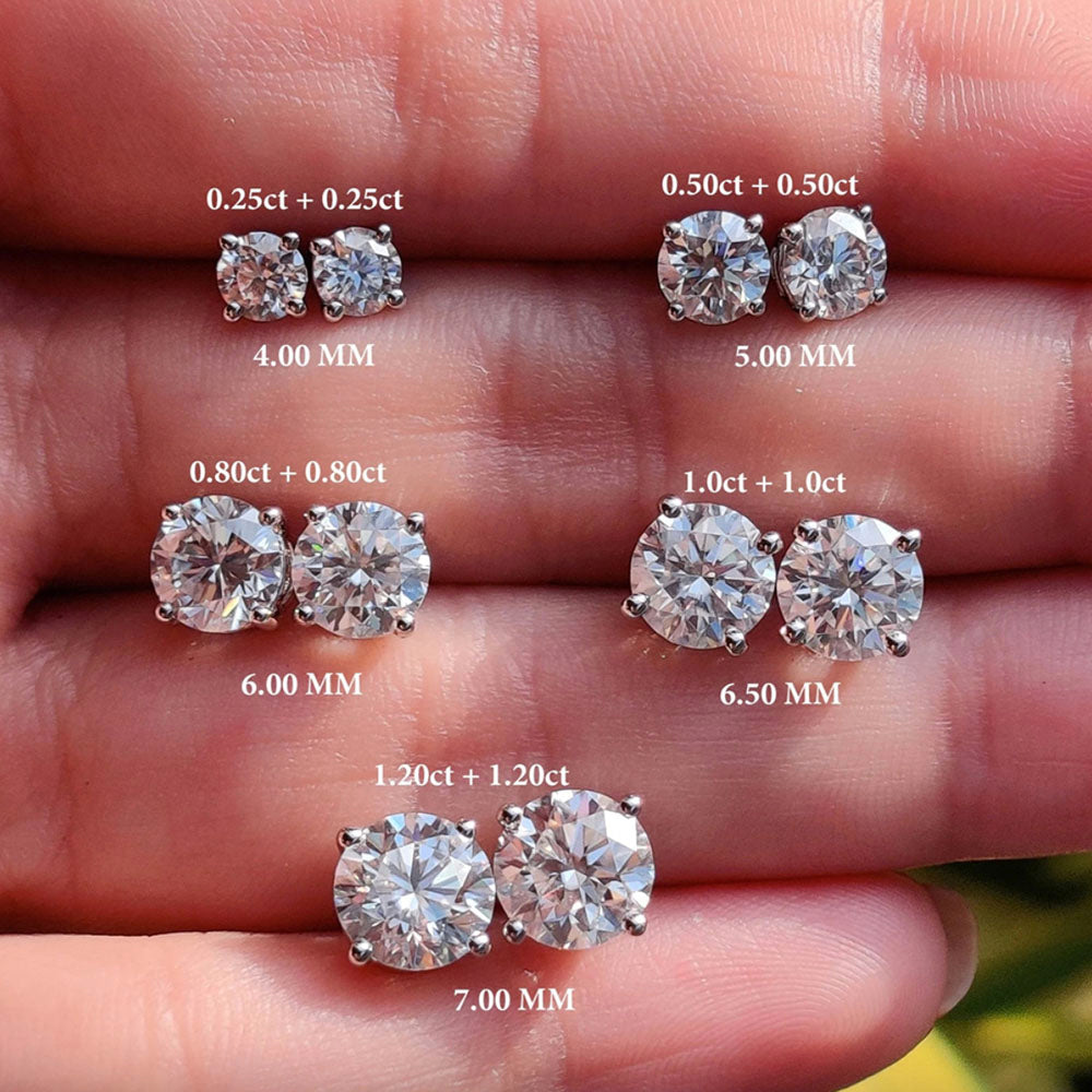 925 Sterling Silver Moissanite Screw-Back Cartilage Stud Earrings
