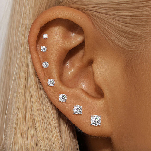 925 Sterling Silver Moissanite Screw-Back Cartilage Stud Earrings