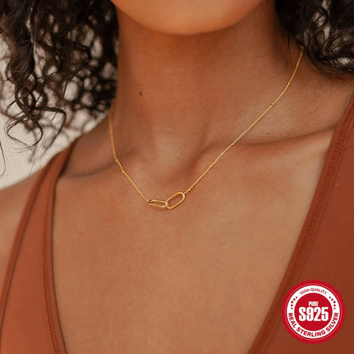 925 Sterling Silver Paperclip Knot Necklace