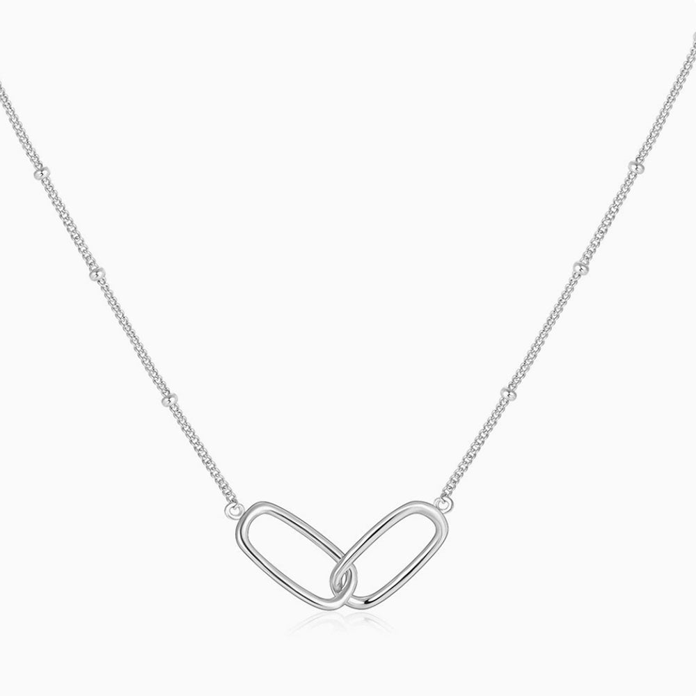 925 Sterling Silver Paperclip Knot Necklace