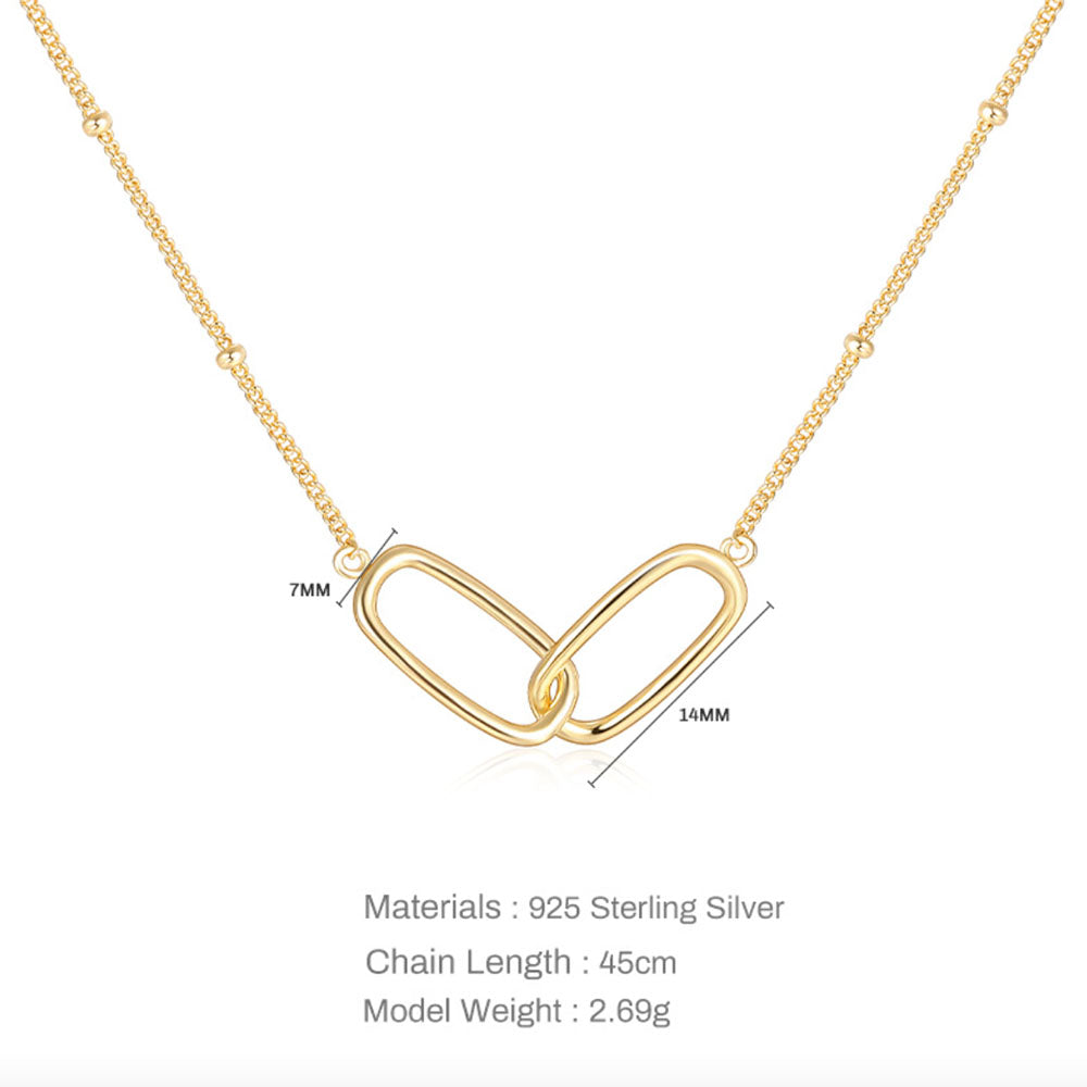 925 Sterling Silver Paperclip Knot Necklace