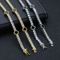 Black Enamel Clover Iced Tennis Bracelet for Men