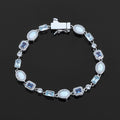Blue Opal Halo Tennis Bracelet for Men