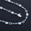 Blue Opal Halo Tennis Necklace for Men