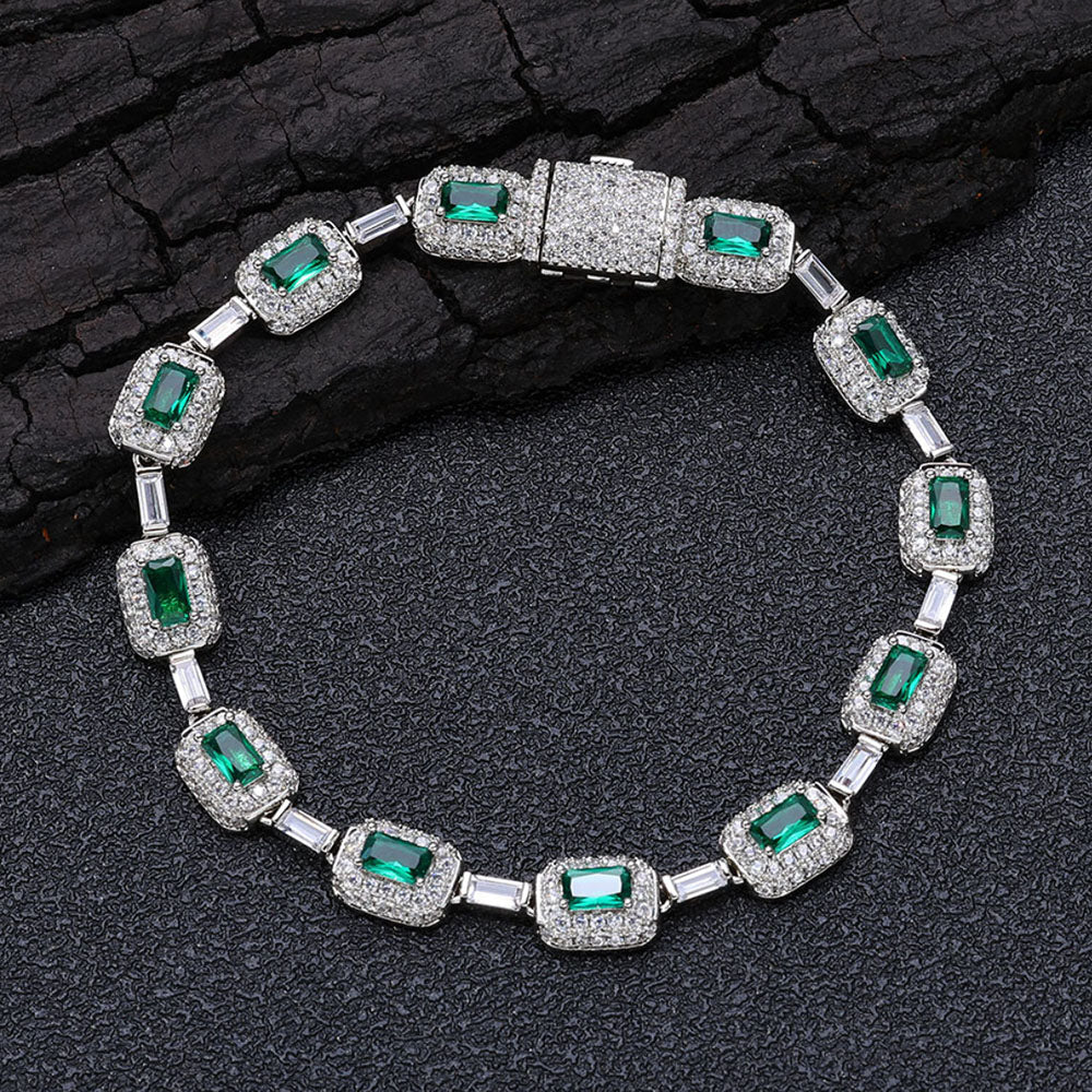 Emerald Cut Green CZ Tennis Bracelet – Iced Out Statement Link