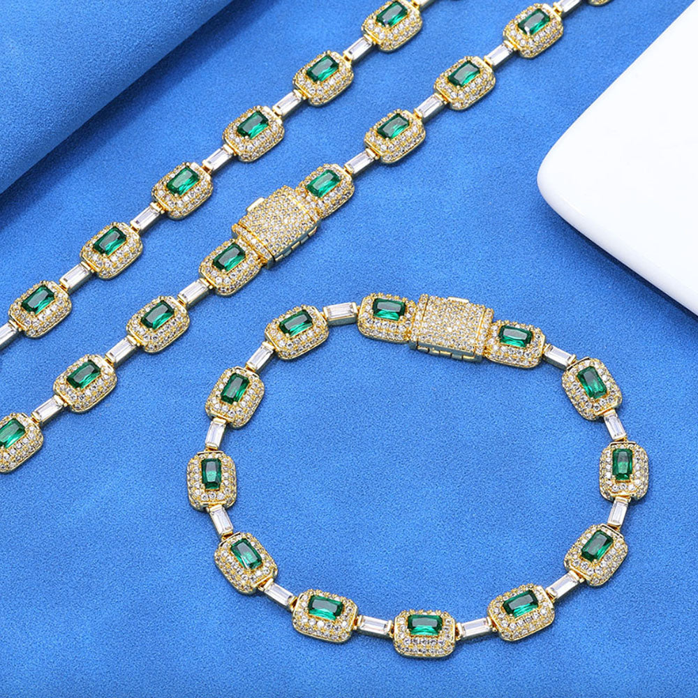 Emerald Cut Green CZ Tennis Bracelet – Iced Out Statement Link