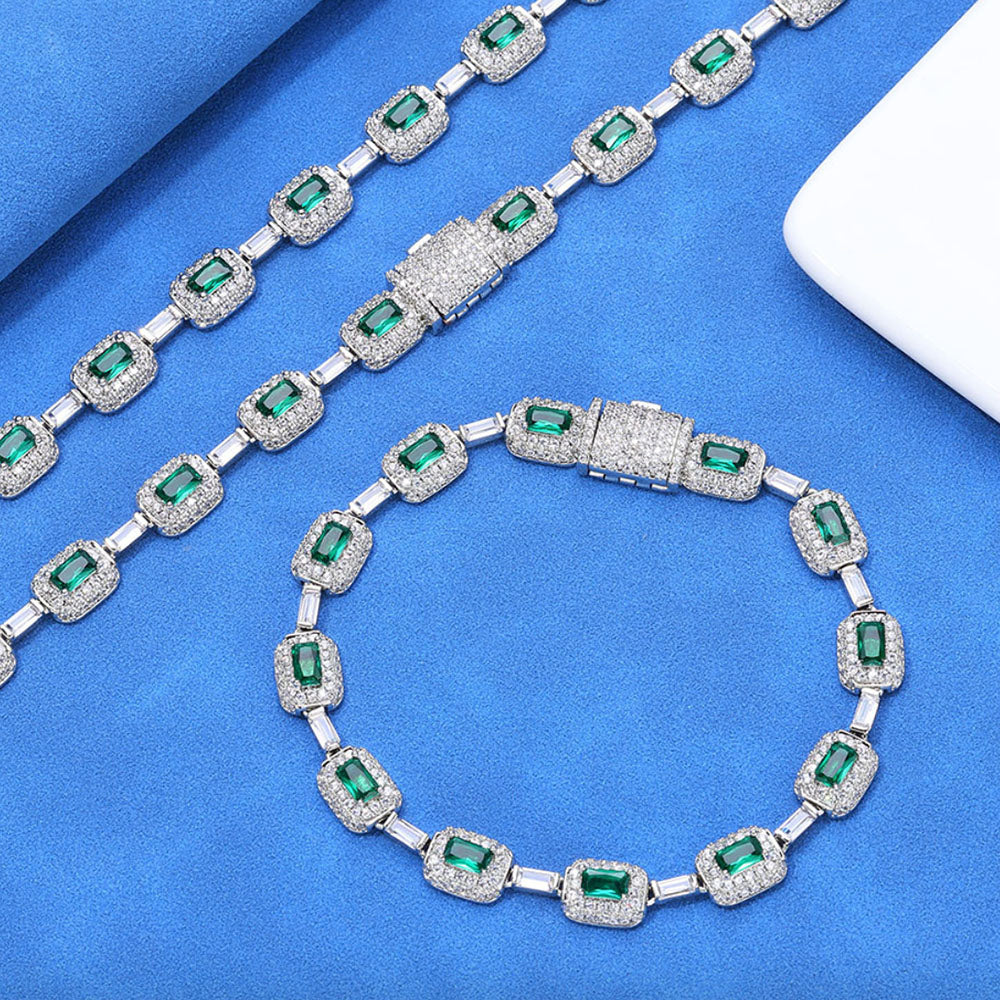 Emerald Cut Green CZ Tennis Bracelet – Iced Out Statement Link