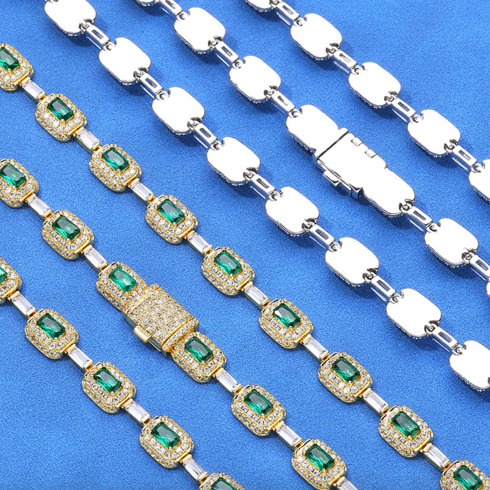 Emerald Cut Green CZ Tennis Bracelet – Iced Out Statement Link
