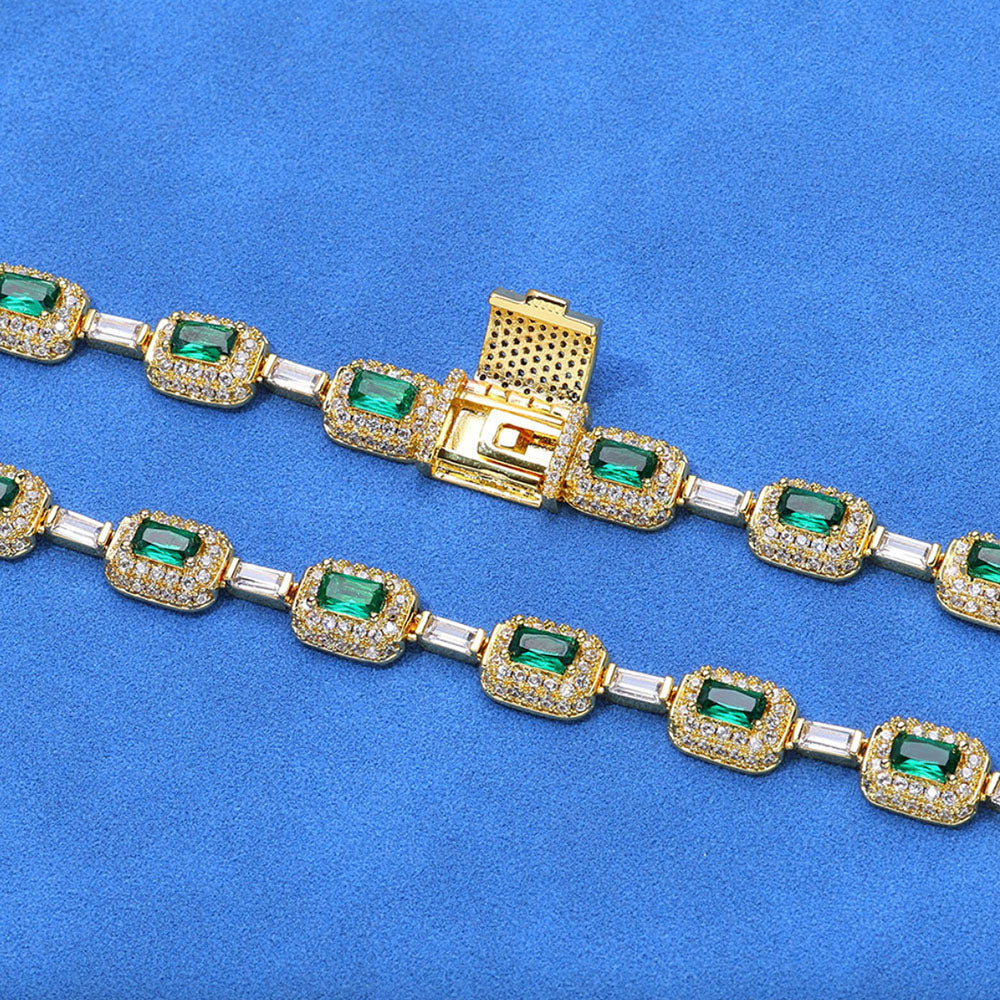 Emerald Cut Green CZ Tennis Bracelet – Iced Out Statement Link