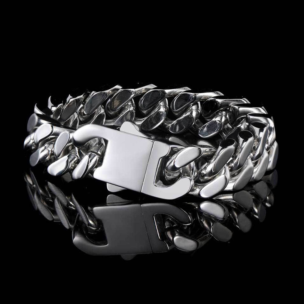 Flat Cuban Link Bracelet for Men | Stainless Steel 5mm-15mm