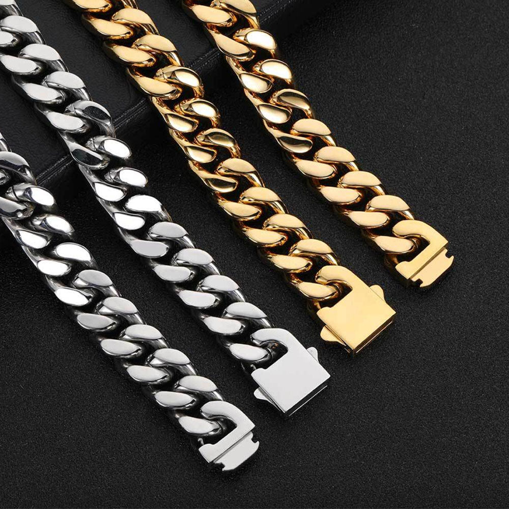 Flat Cuban Link Bracelet for Men | Stainless Steel 5mm-15mm
