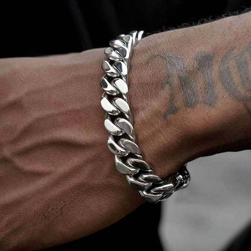 Flat Cuban Link Bracelet for Men | Stainless Steel 5mm-15mm