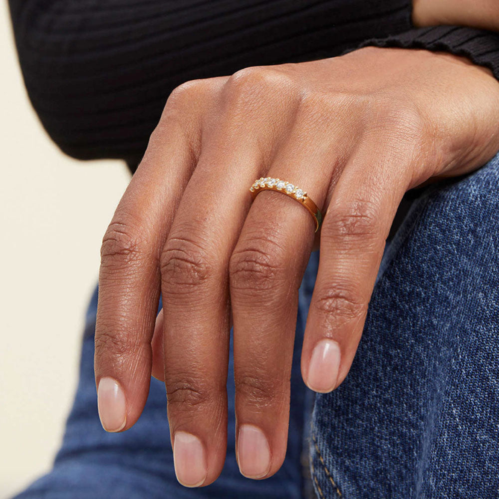 Gold Plated Sterling Silver Moissanite Band Ring