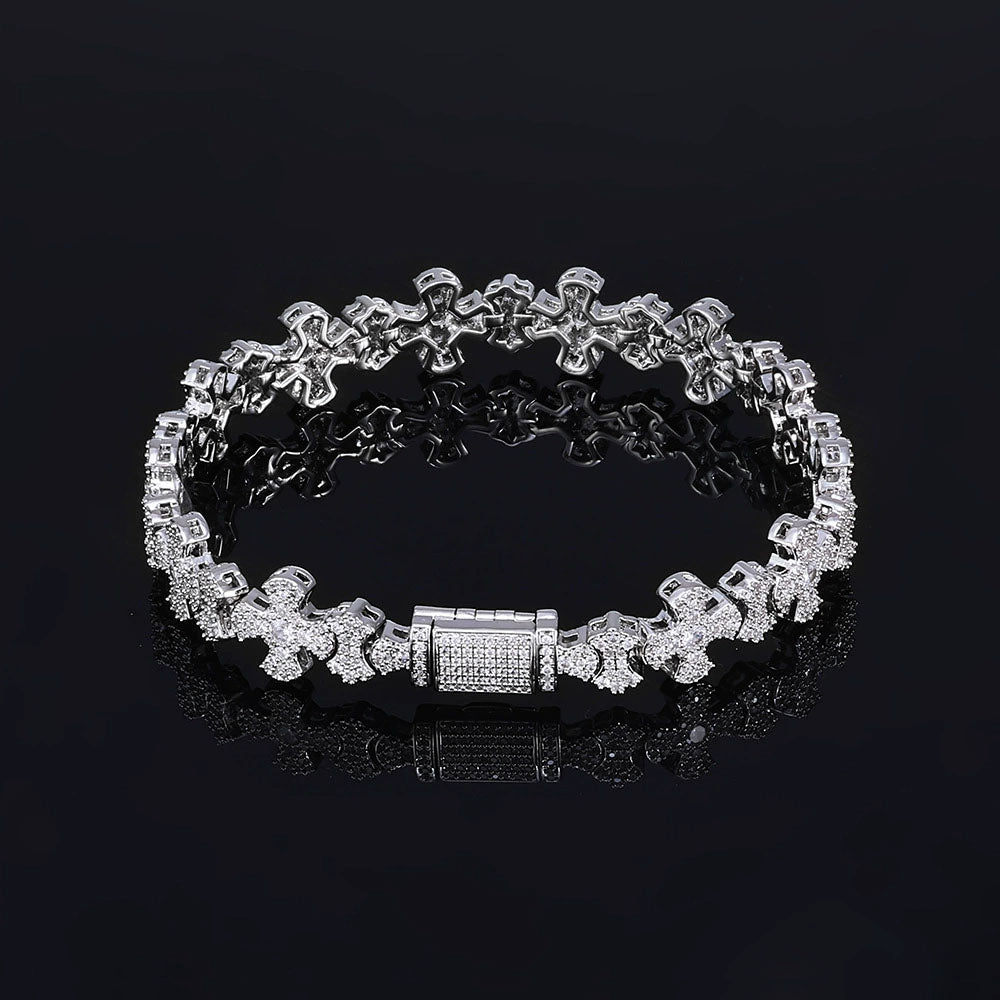 Iced Cross Link Bracelet for Men – CZ Pavé Hip Hop Chain