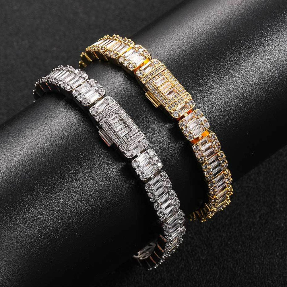 Iced Out Baguette CZ Bracelet for Men | Hip Hop Statement Bracelet