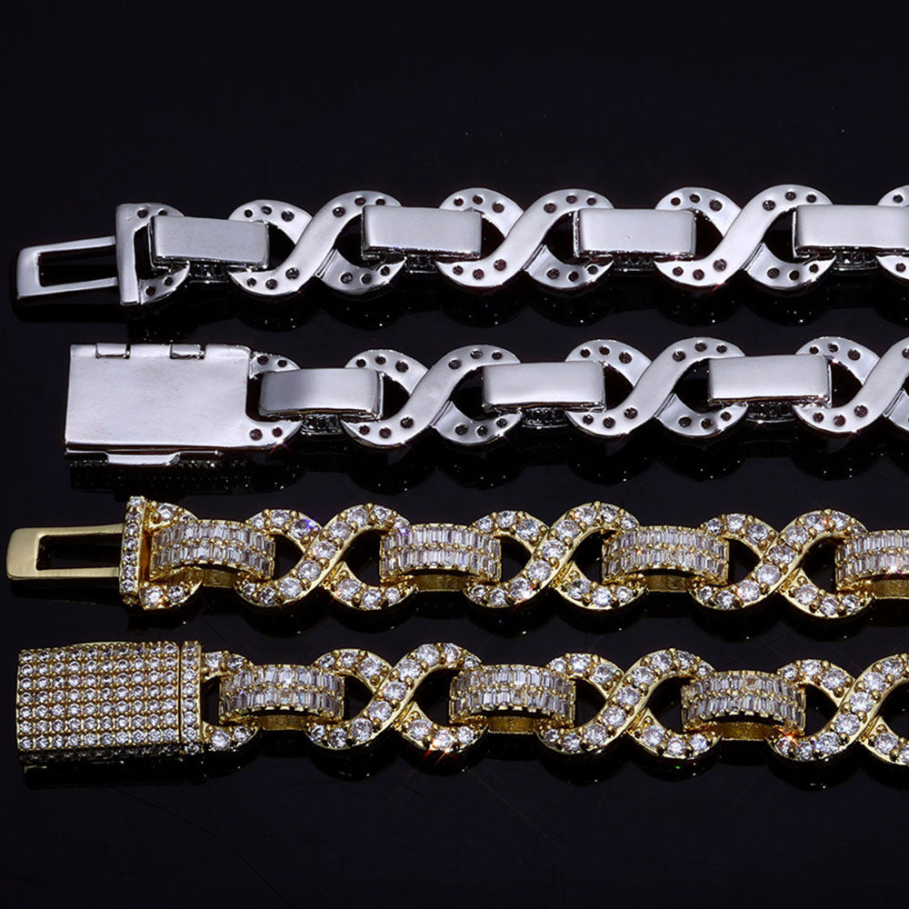 Iced Baguette Cuban Link Bracelet for Men – CZ Pavé Hip Hop Chain