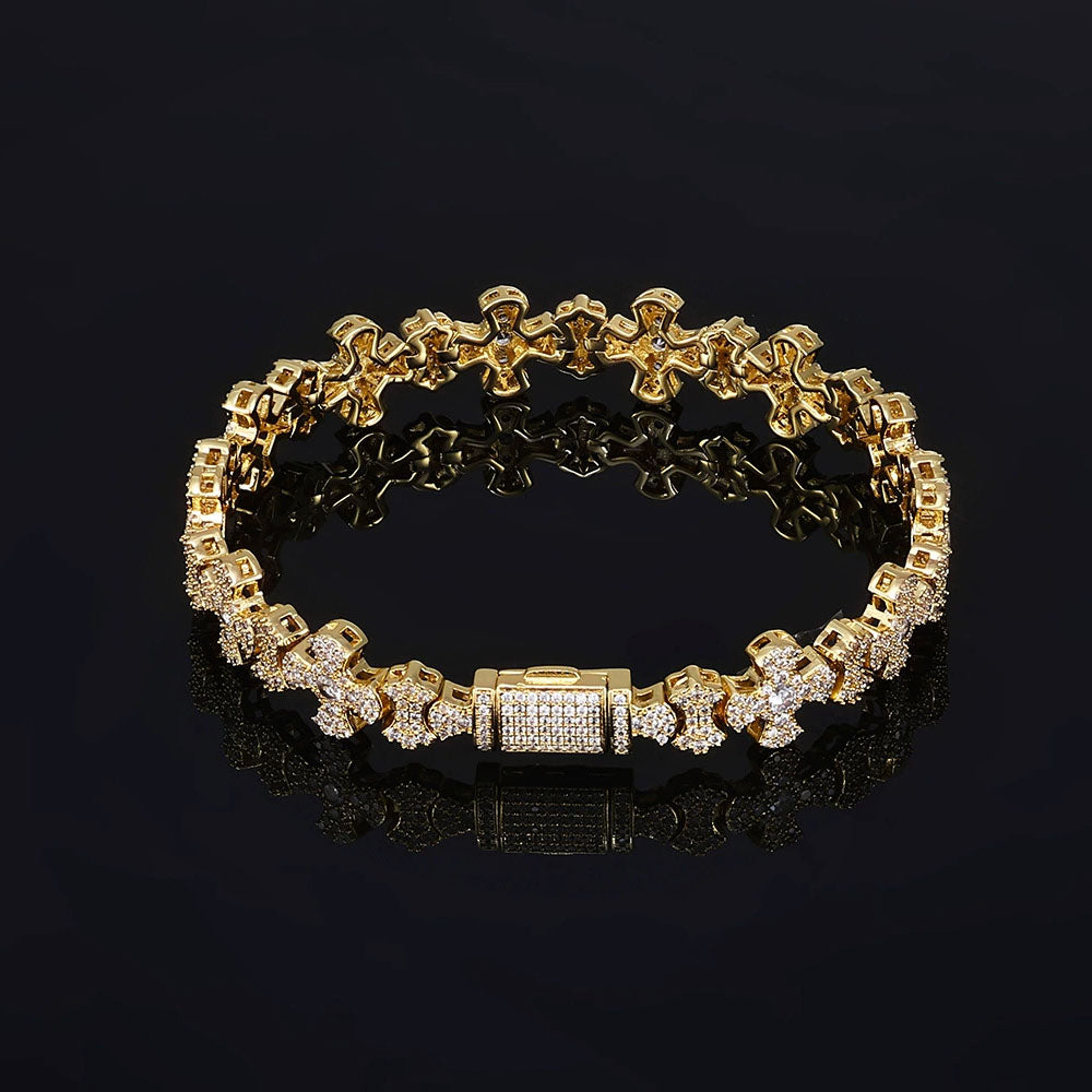 Iced Cross Link Bracelet for Men – CZ Pavé Hip Hop Chain