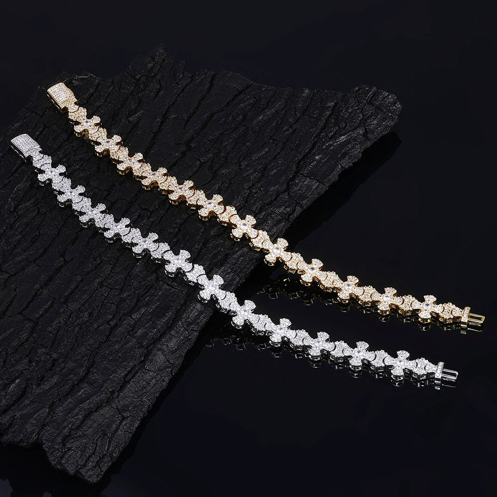 Iced Cross Link Bracelet for Men – CZ Pavé Hip Hop Chain