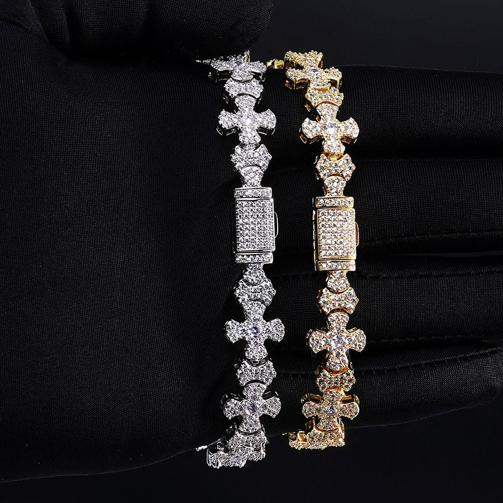 Iced Cross Link Bracelet for Men – CZ Pavé Hip Hop Chain