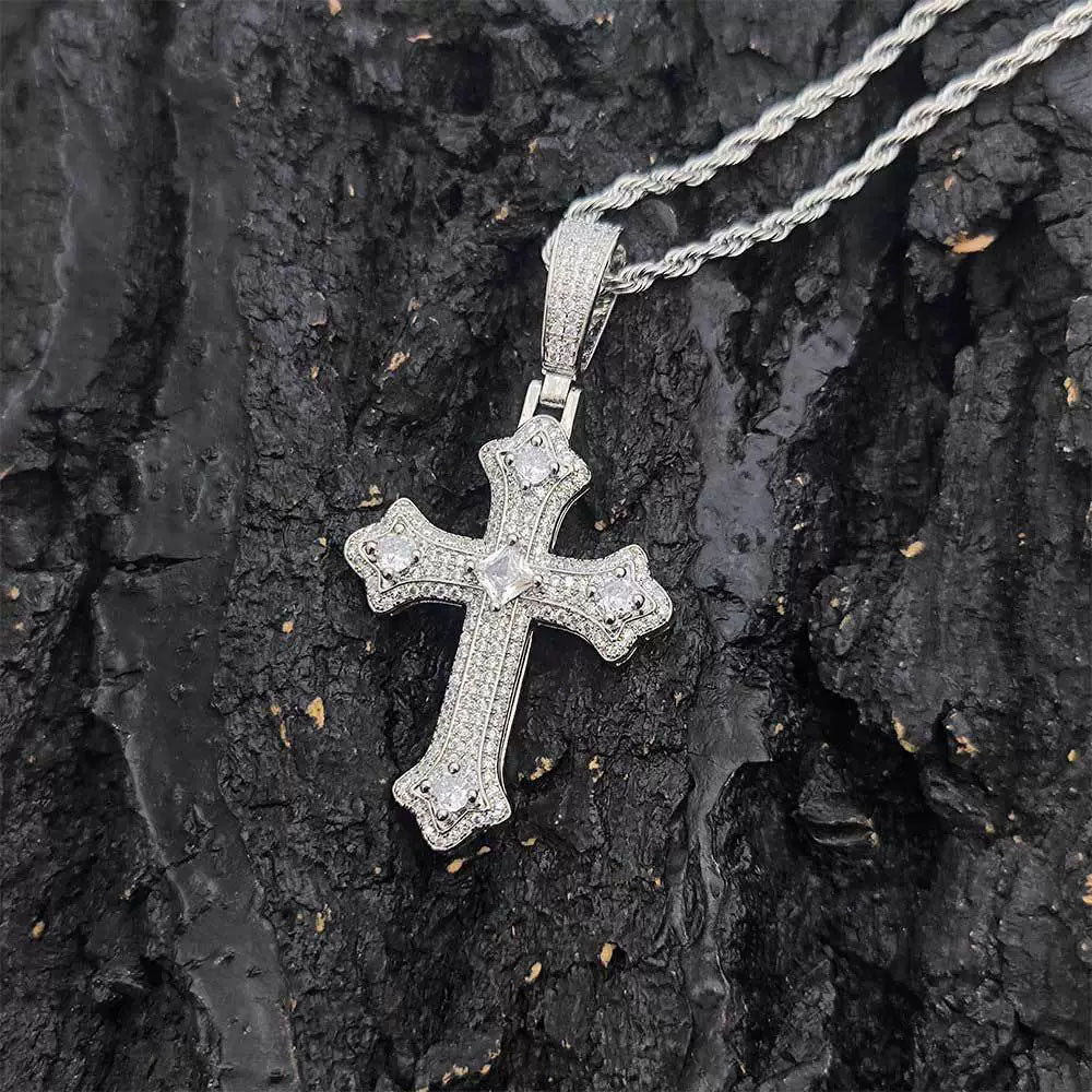 Iced Cross Necklace for Men – CZ Pavé Hip Hop Pendant