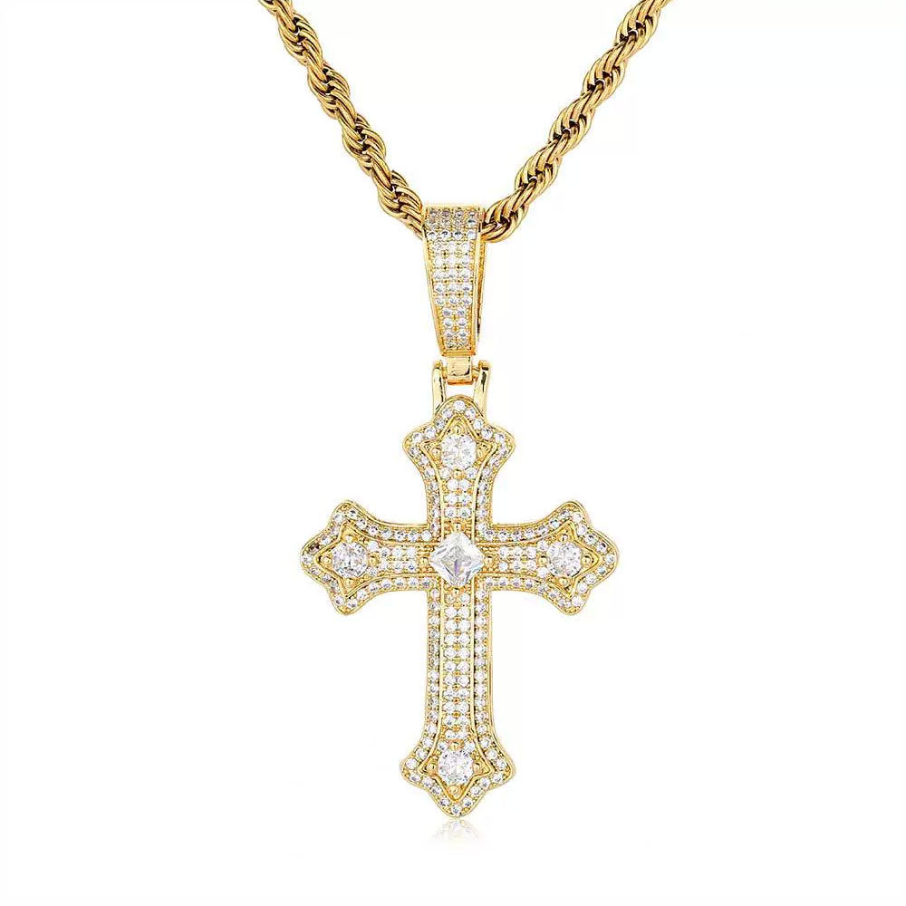 Iced Cross Necklace for Men – CZ Pavé Hip Hop Pendant