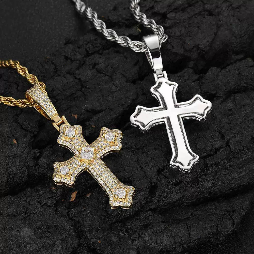 Iced Cross Necklace for Men – CZ Pavé Hip Hop Pendant