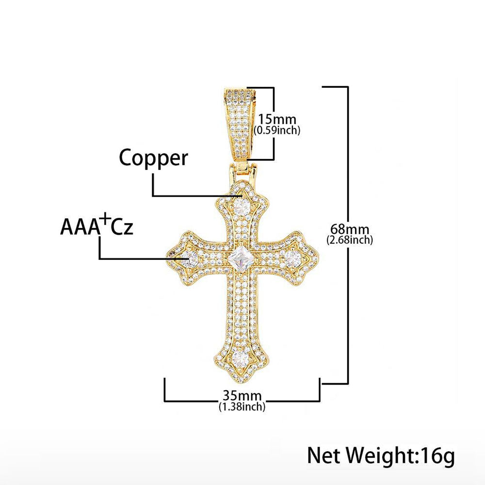 Iced Cross Necklace for Men – CZ Pavé Hip Hop Pendant