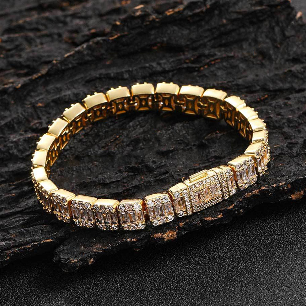Iced Out Baguette CZ Bracelet for Men | Hip Hop Statement Bracelet