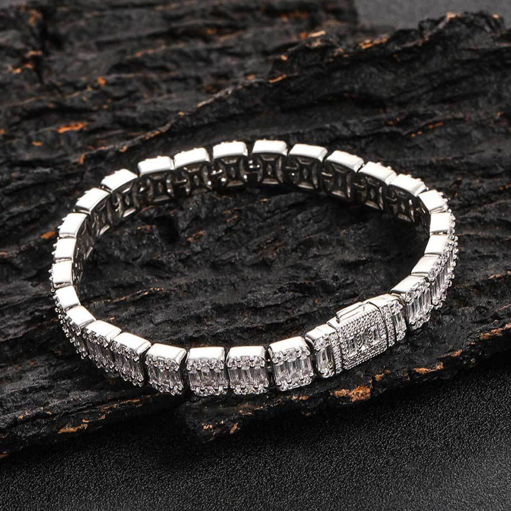 Iced Out Baguette CZ Bracelet for Men | Hip Hop Statement Bracelet
