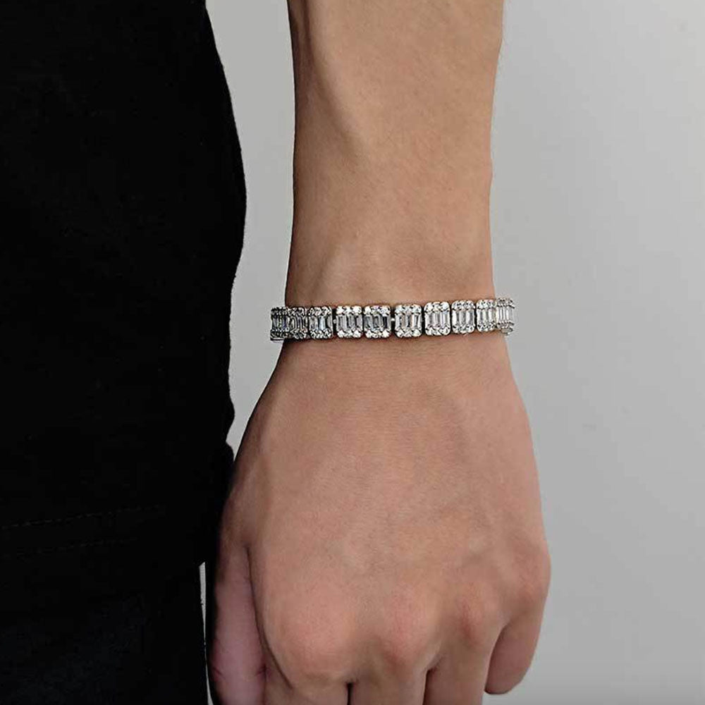 Iced Out Baguette CZ Bracelet for Men | Hip Hop Statement Bracelet