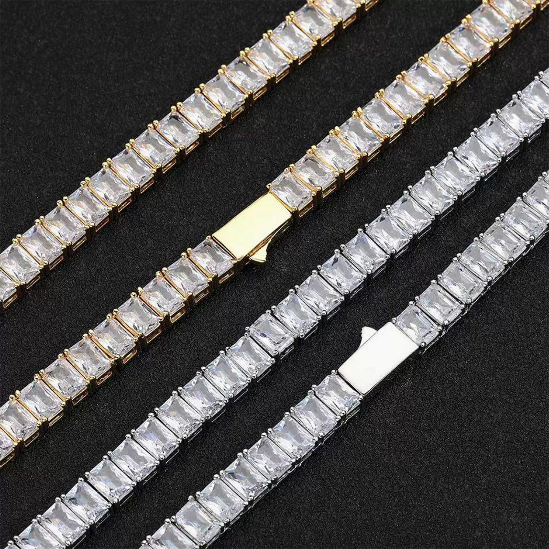 Men’s Baguette CZ Tennis Chain Necklace