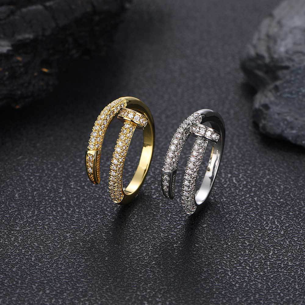 Men’s CZ Pavé Nail Ring – Hip Hop Style